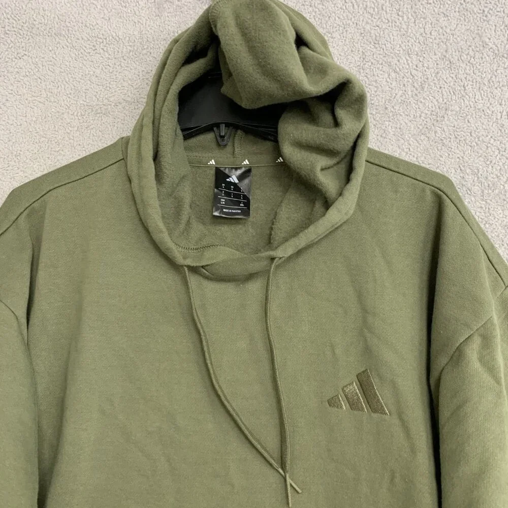 Adidas Men's Size L Olive Green Pullover Hoodie With Kangaroo Pocket G1967